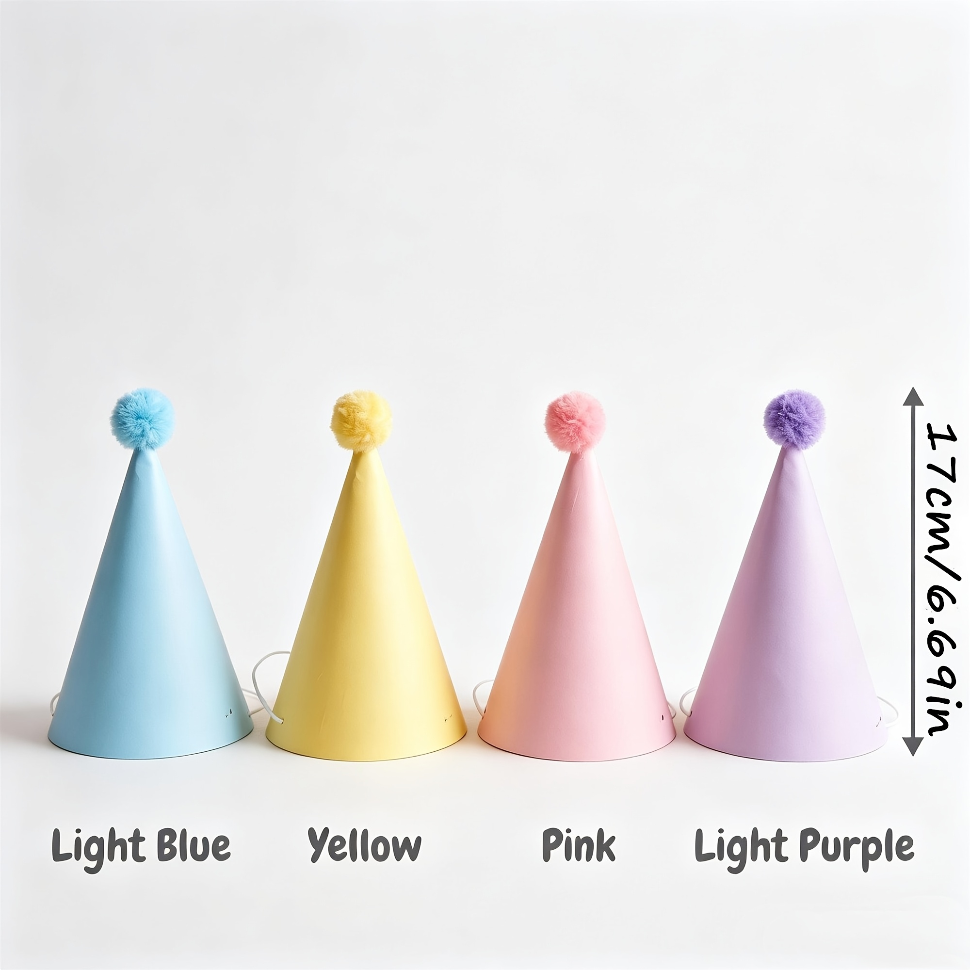 TEMU 4pcs Pack 4pcs 17cm Paper Birthday Party Hats Suitable For Cross-border Delivery, Disposable Macaron Color Bonnet Decorations For Birthdays,