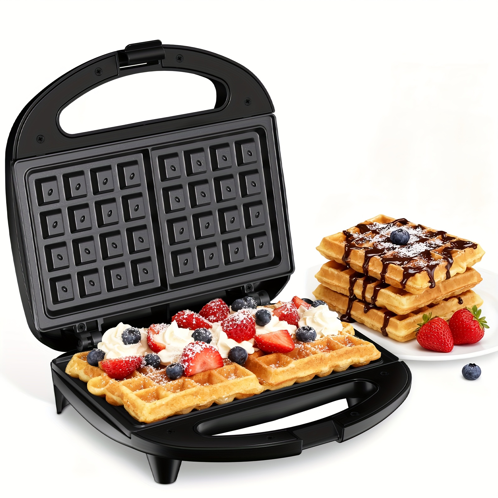 TEMU Waffle Maker, 2 , Belgian Waffle Machine With Indicator Lights, Free, Perfect For Breakfast And Snacks, 750w