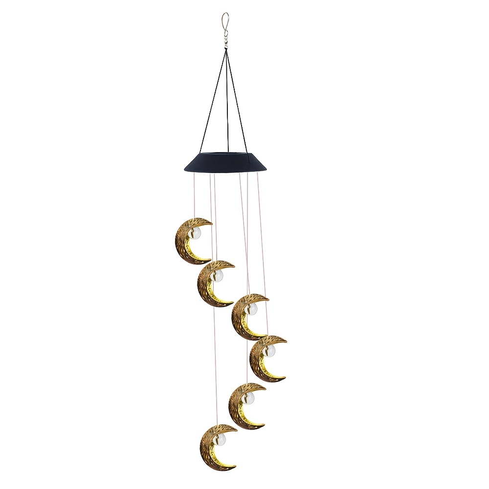 TEMU Solar-powered Moon Wind Chime Light - Outdoor Patio Garden And Outlet Decoration, Waterproof, Moon Design, 33.07 Inch, Perfect For Halloween And