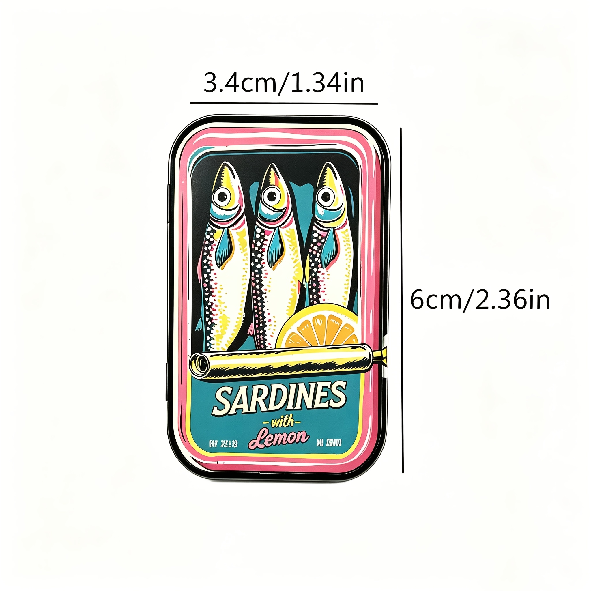 TEMU . Gelbe Sardinenmuster mit rosa Rand, Schiebedeckel-Box, praktische Aufbewahrungsbox für Geldstücken, Schmuck und kleine Teile, ideal als