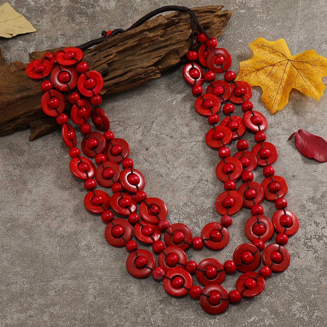 

Ethnic Style Retro Wooden Coconut Shell Beaded Necklace, Suitable For Leisure Tourism Decor