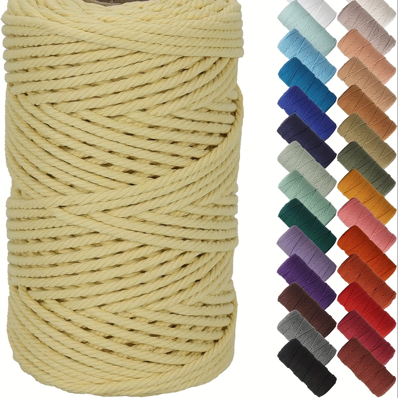 Beige Cotton Three twisted Rope String Cord Twine Sash Craft 5mm