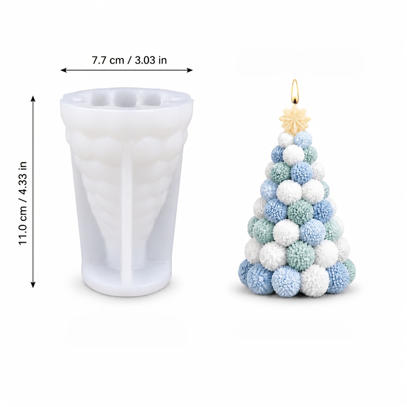 TEMU Resin Silicone Mold, Spherical Flower Cluster Christmas Tree-shaped Candle Silicone Mold, With Snowflake-shaped Top Decoration; Easy To Demold,