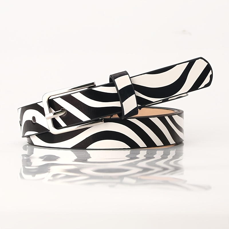 TEMU 1 Women's Leopard Print Belt, Slim, Trendy, Fashionable, Versatile, Zebra Print Decorative Waist Belt For Pants