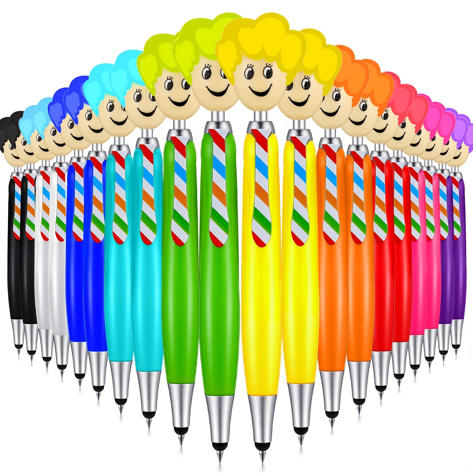 

(70pcs)mop Head Pens Screen Cleaner Ballpoint 3 In 1 Stylus Pens Duster Creative Fun Topper Pens Mop Head Marker Gel Ink Rollerball Pen For Adults