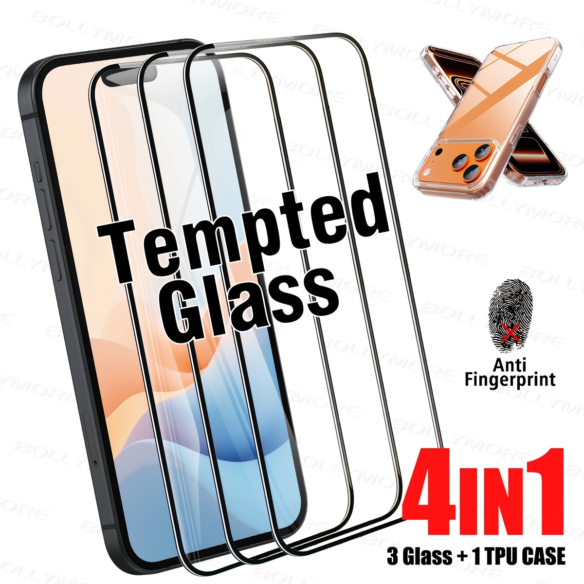 E-shop 3 Stück Ultra HD Klare Gehärtete Glas Bildschirmschutzfolie + 1 Handyhülle, Kompatibel mit iPhone 17 Pro Max/17 Air/16 Pro Max/16 Pro/16