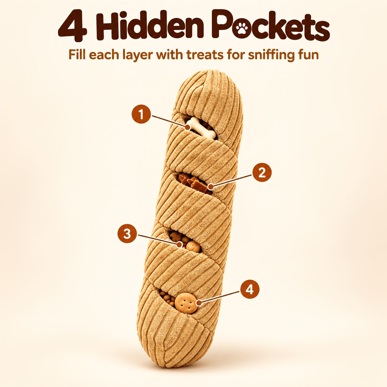 TEMU Interactive Wheat Bag Dog Toy, Fun Chew Toy With Hidden Pocket, For Foraging Training And Boredom Relief, Battery Not Included