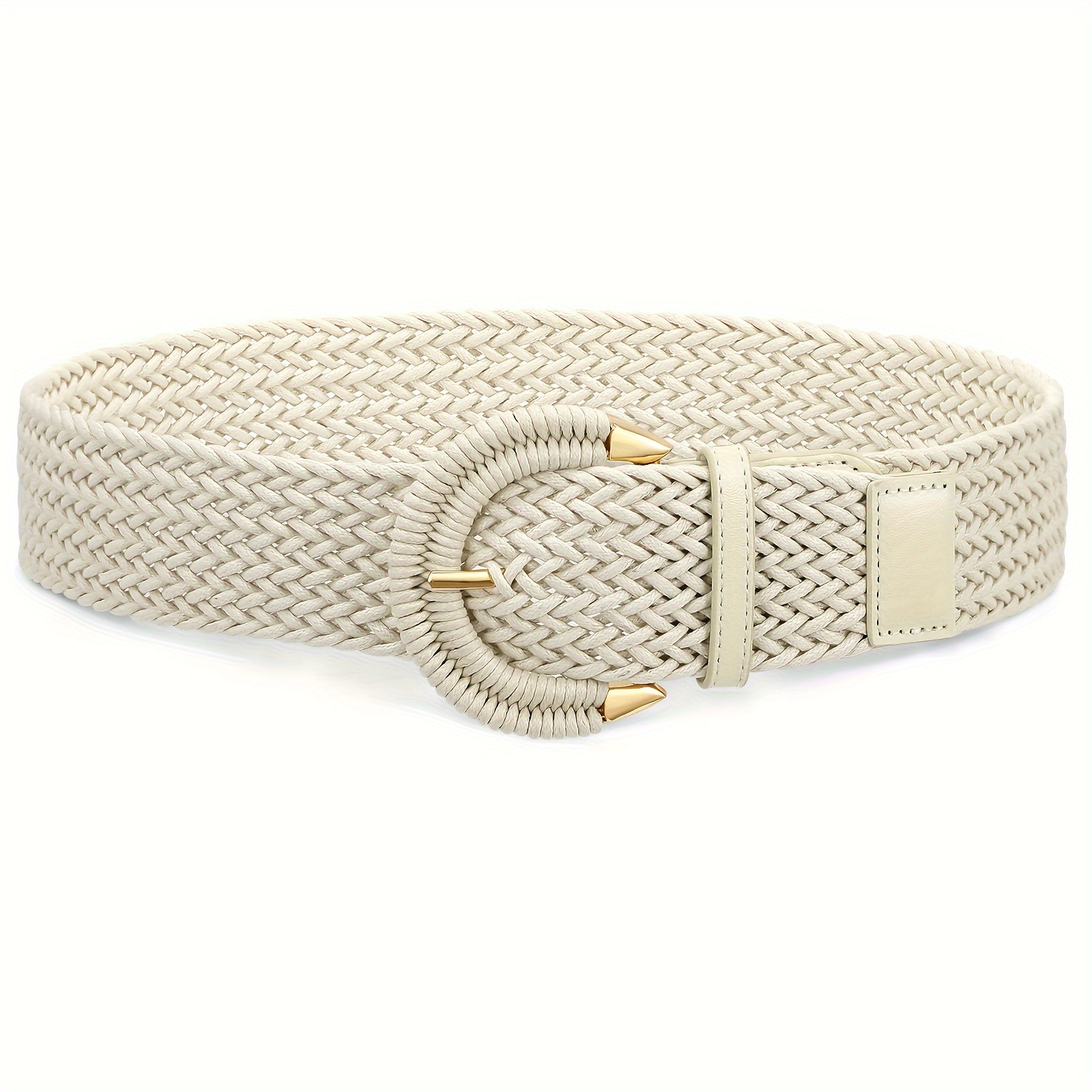 Wide Woven Rattan Braided Waist Belt for Dresses Jeans LIFKOME Braided Belt Women Wide Woven Belt with Round Buckle  main image 3