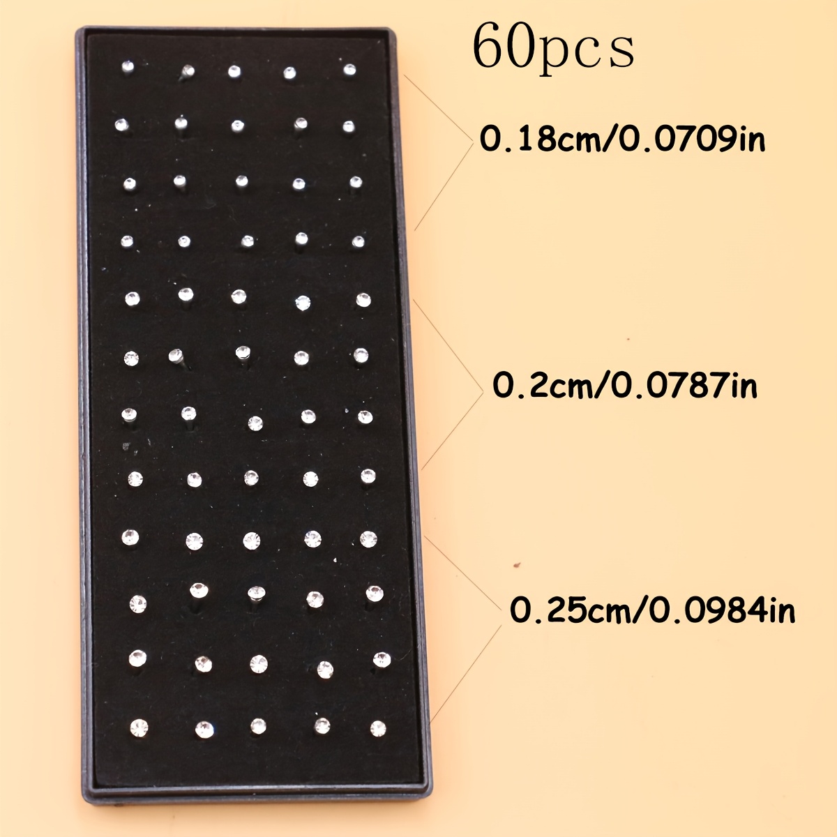 TEMU (Strass colorati misti casuali) 60 pezzi Piercing corporeo da donna , punte per naso in ferro antiruggine
