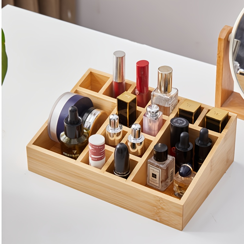 solid wood makeup storage box large capacity   bamboo desktop organizer for lipsticks eye   skin care products and remote controls desk drawer organizer for home storage Product details 4