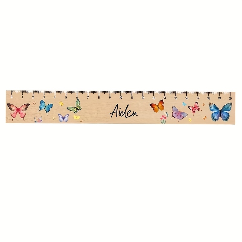 Image of 1pc Custom Name Personalized Ruler For First Day Of School Designs With Name 20cm Wooden Ruler - Gift For Back To School Or First Day At School, Educational Supply Mathematical Instruments