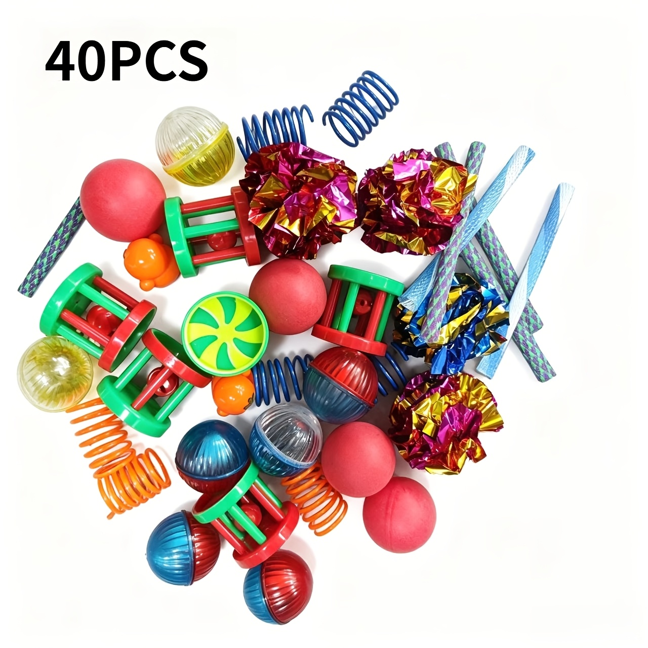 TEMU 20pcs/40pcs Multi-style Assorted Toy Set, Realistic Cat Teaser Toys For Kittens, Colors, Styles, And Shapes ()
