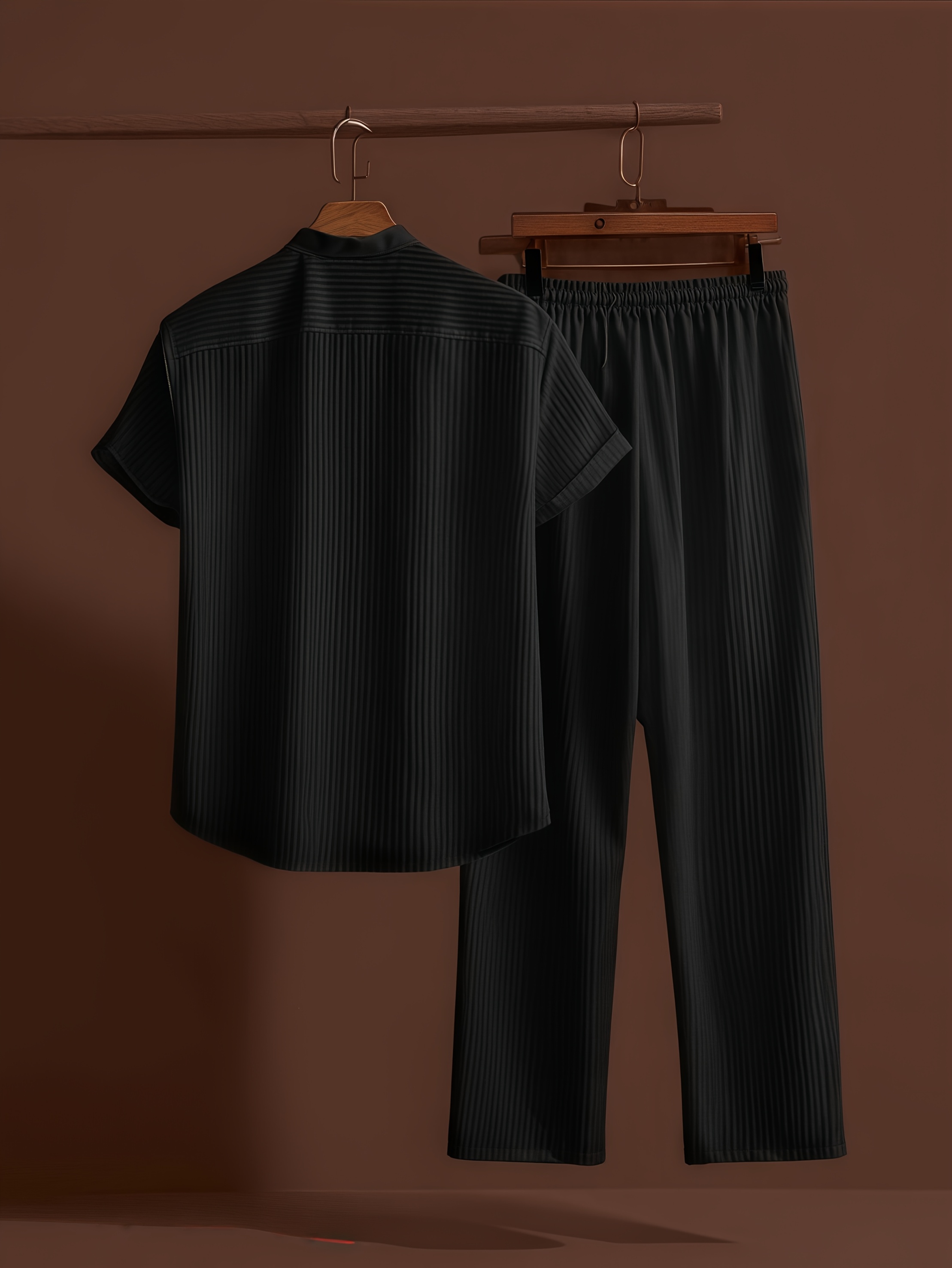 Short Sleeve Shirt + Drawstring Pants 2pcs Set Breathable Casual Outfit Suitable for Beach Vacation Party