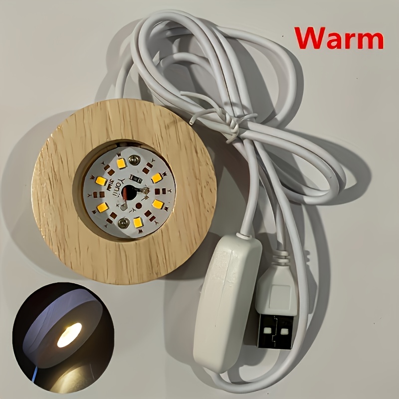 E-shop 6 LED Holzsockelleuchten (.) - USB-betrieben, warmes Licht, weißes Licht, geeignet für Schreibtischdekoration, für Weihnachts, Halloween- &