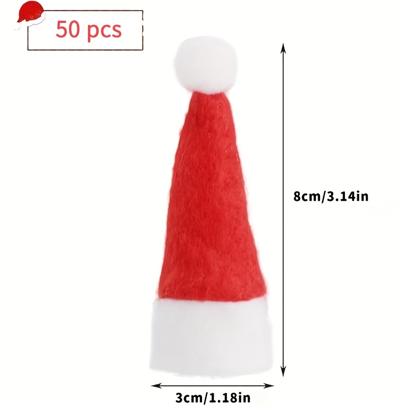 TEMU 50pcs Mini Santa Hats, Mini Christmas Santa Hats Santa Claus Lollipop Hats Christmas Party Supplies Christmas Lollipop Candy Cover Hat, Holiday
