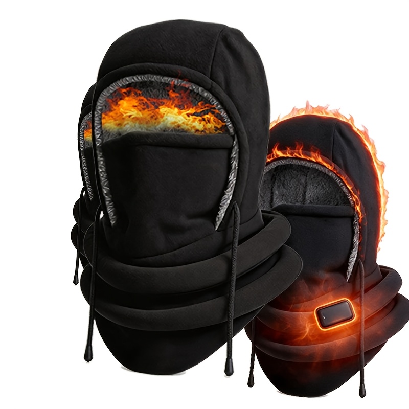 TEMU 2pcs Balaclava Ski Mask Windproof Full Face Cover With Neck Warmer & Ear Protection - Thick Hooded Mask Suitable For Cycling, Running, Skiing,