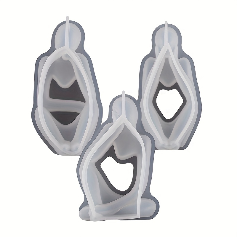 3pcs Human Body Silicone Mold Set For Aromatherapy, Meditation Crafts, Epoxy Resin & Concrete Casting - Home Decor Crafting Supplies