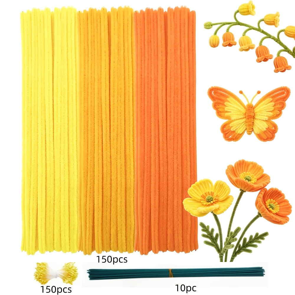 Image of 310pcs Yellow Pipe Cleaners Chenille Stem, 3 Pastel Candy Color Pipe Cleaners Set For Pipe Cleaners Diy Arts Crafts Decorations, Chenille Stems Pipe Cleaners