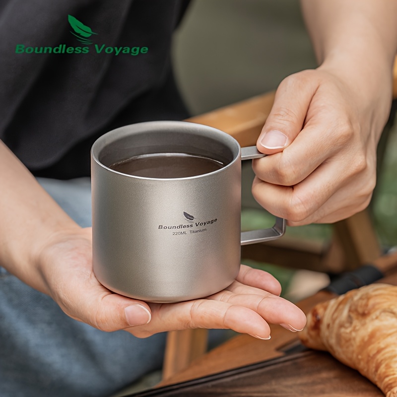 Image of Voyage Pure Titanium Outdoor Coffee Cup 220ml Portable Camping Water Cup Double-layer Anti-scald Cup Travel Mug