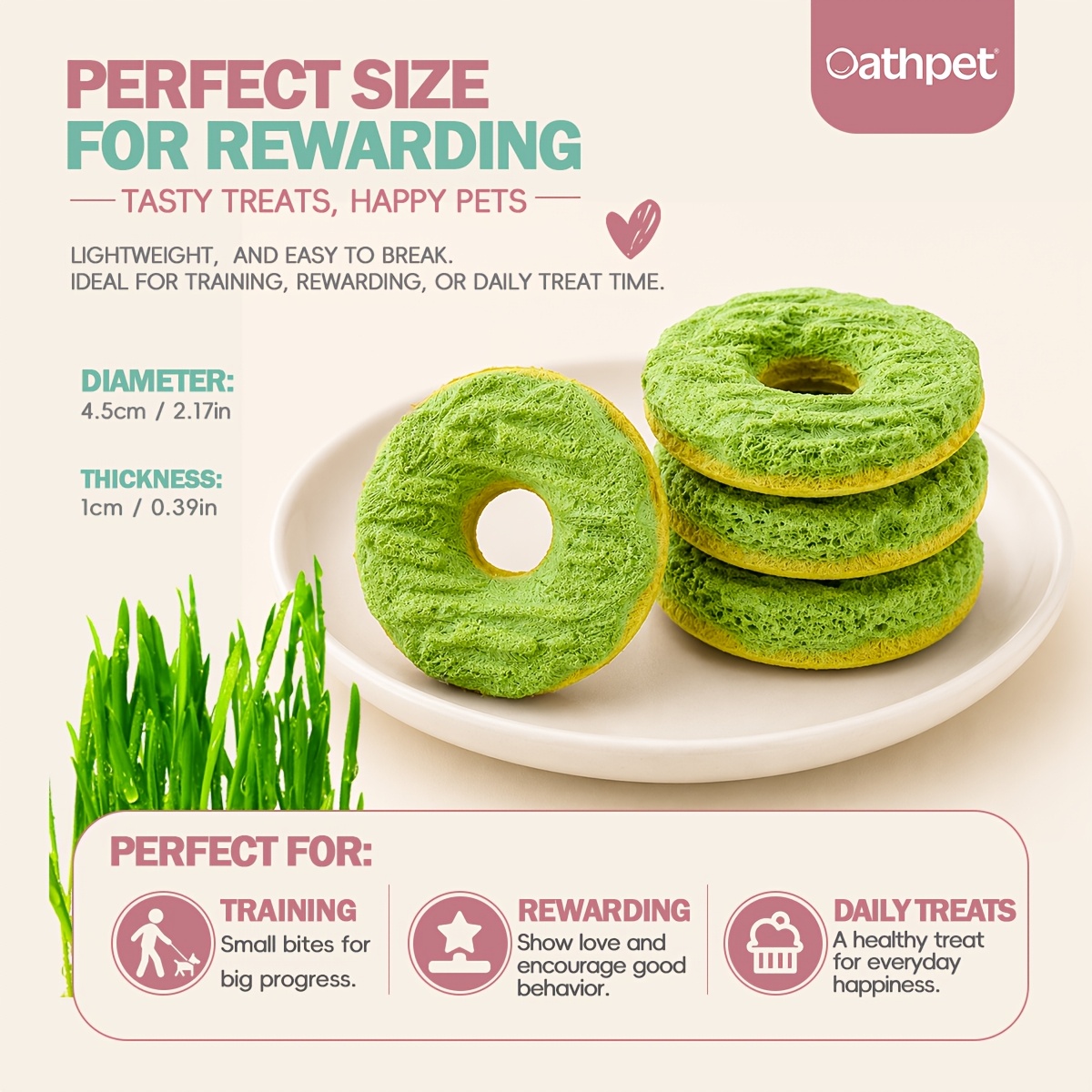 oathpet premium freeze dried double layer donut treats for   chicken salmon with cat grass cheese high protein daily reward snacks 15 count Product details 8