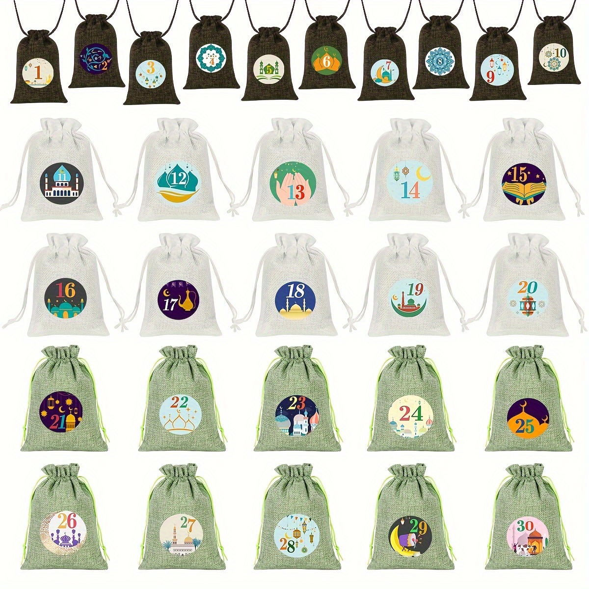 

30pcs Drawstring , Refillable Pouches, & , For , , Mawlid, Eid Al Fitr Party Supplies