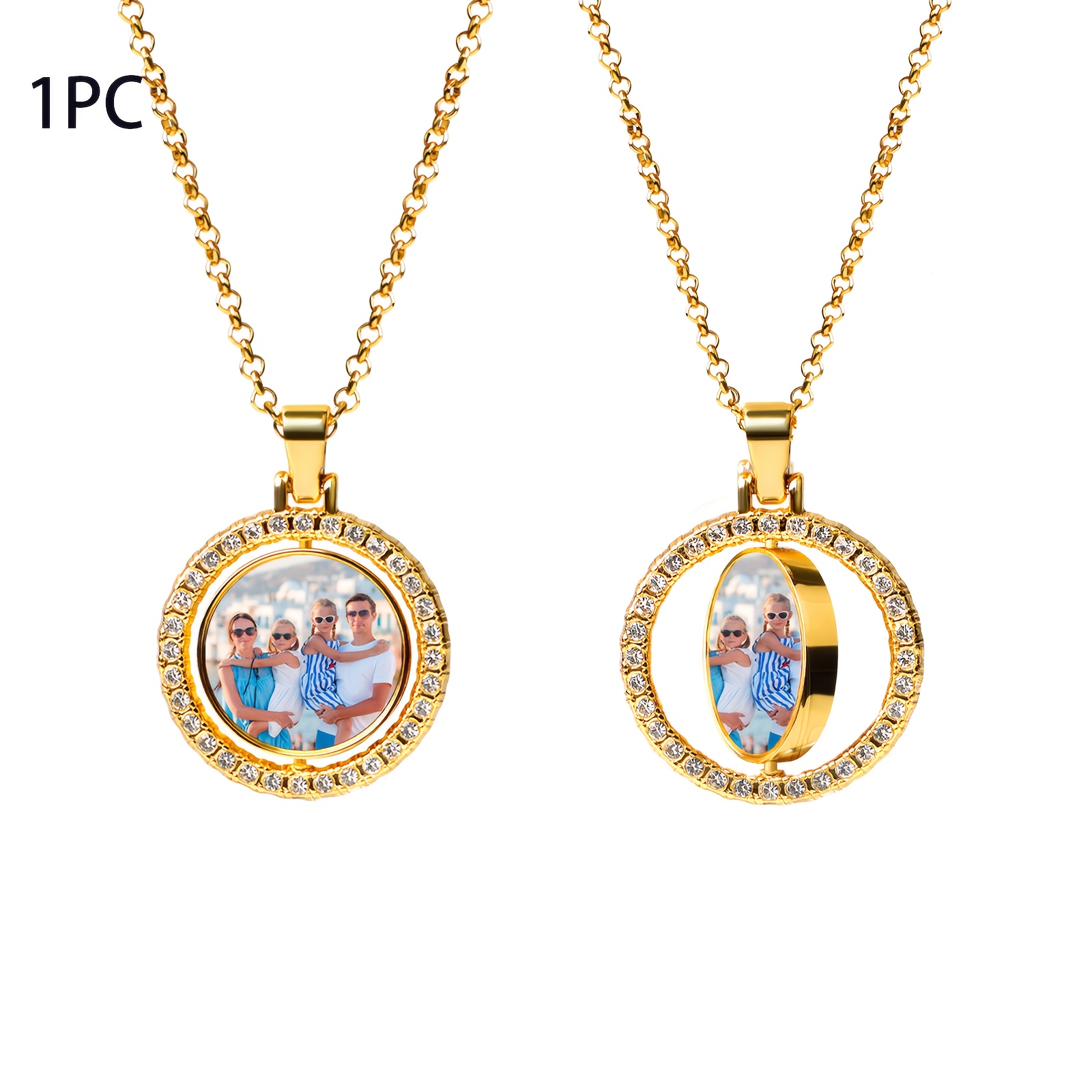 TEMU Hyperfold Double Side Custom Photo Necklace Personalized Customized Picture Memorial Keepsake Gift -dad, Mom, Wife, Daughter, Or Friend -