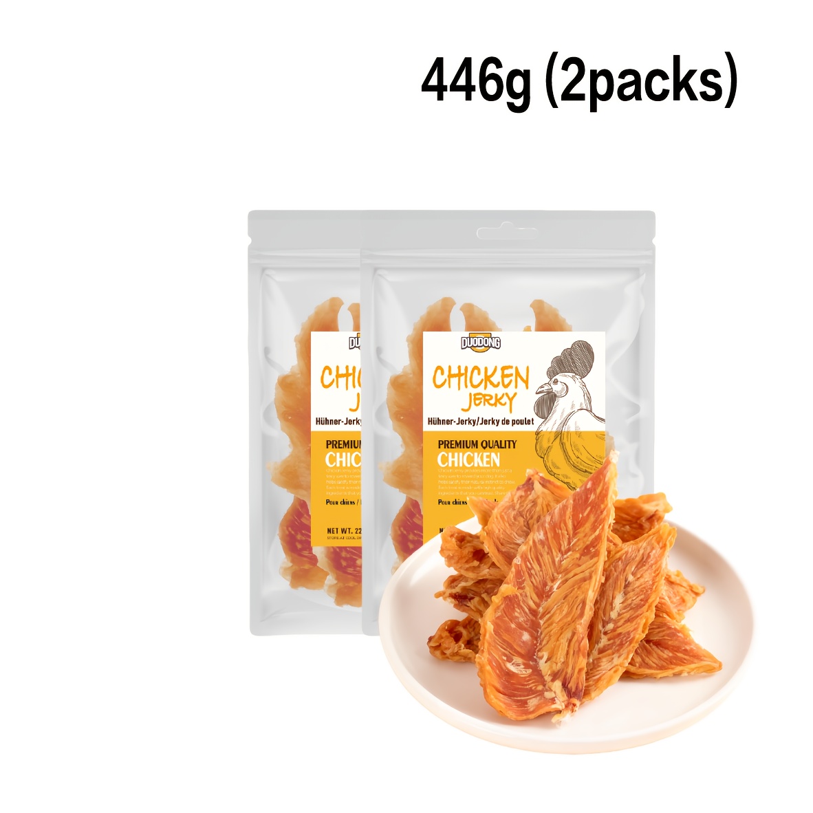 TEMU Real Chicken Breast Jerky Dog Treats Suitable For All Breeds - Grain-free, Rawhide-free, High Protein Snacks With Chicken Breast Chews, Training