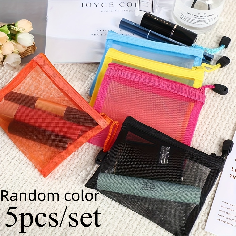 

Mini Zipper Mesh Bag, Portable Cosmetic Storage Bag, Stylish Travel Storage Bag, Elegant Polyester, Hand Wash Only, Multiple Colors (yellow, Hot Pink, Orange, Light Green, , White, Black)