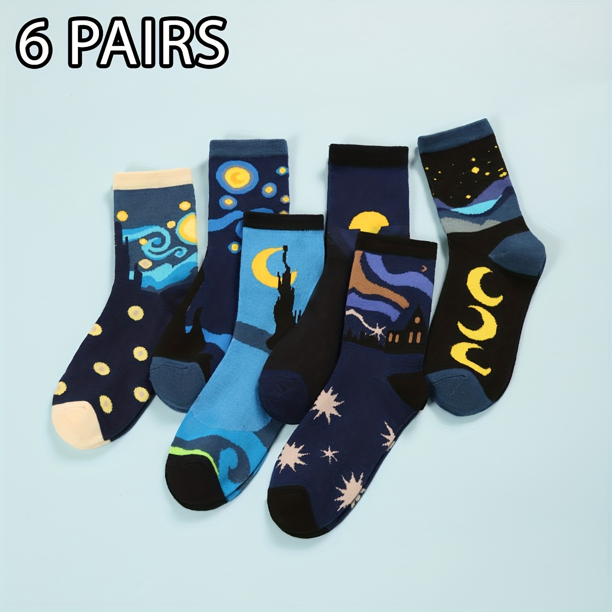 TEMU 1/3/6 de Calcetines de Media Caña de Invierno para Mujer con Diseño Moderno de Estrellas , Ideales para el Trabajo Diario, el Hogar, , Regalo,