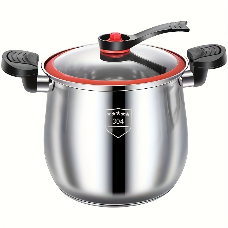 TEMU 1pc Stainless Steel Pot, 304 Soup Pot For Induction And Gas Stove, Uncharged Cookware Without Electronic Components