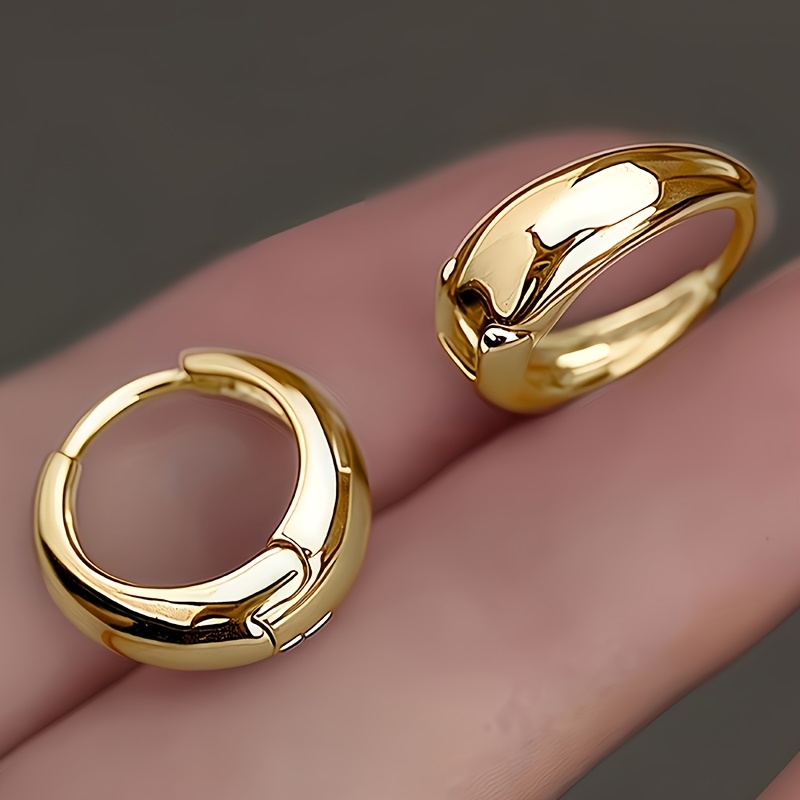 TEMU Boucles d'oreilles circulaires élégantes de style français | Argent 925 avec placage or 14K, idéales pour et les occasions cadeaux