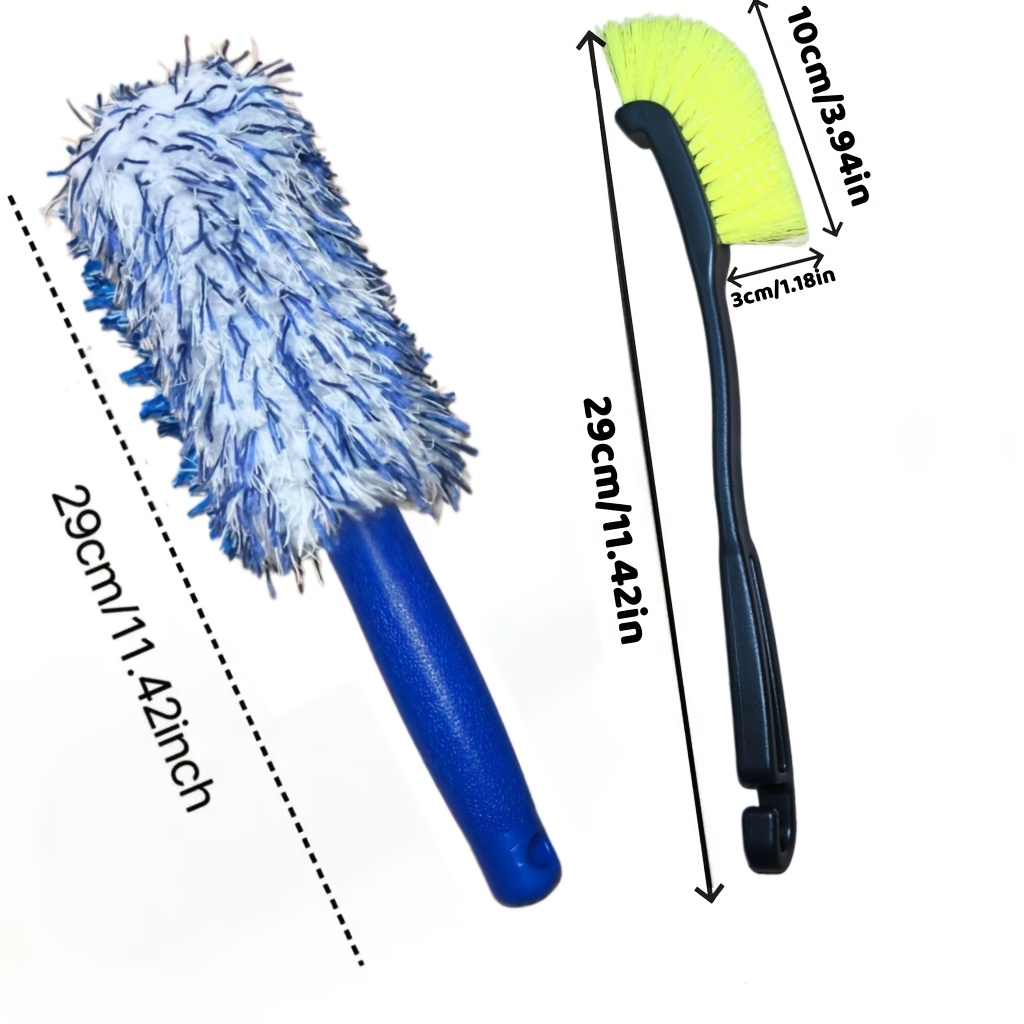 TEMU Car Wheel Tire Cleaning Brush Set, Extended Soft Bristle Multifunctional Brush, Interior And Exterior Dust Removal, Universal Cleaning Tool For