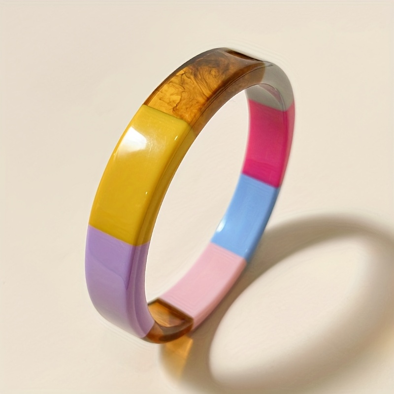 E-shop 6 Farben Verfügbar Neues Rundes Multicolor Patchwork Personalisiertes Armband Elegant Temperament Damenmode Armband Harz Trendige Schmuck