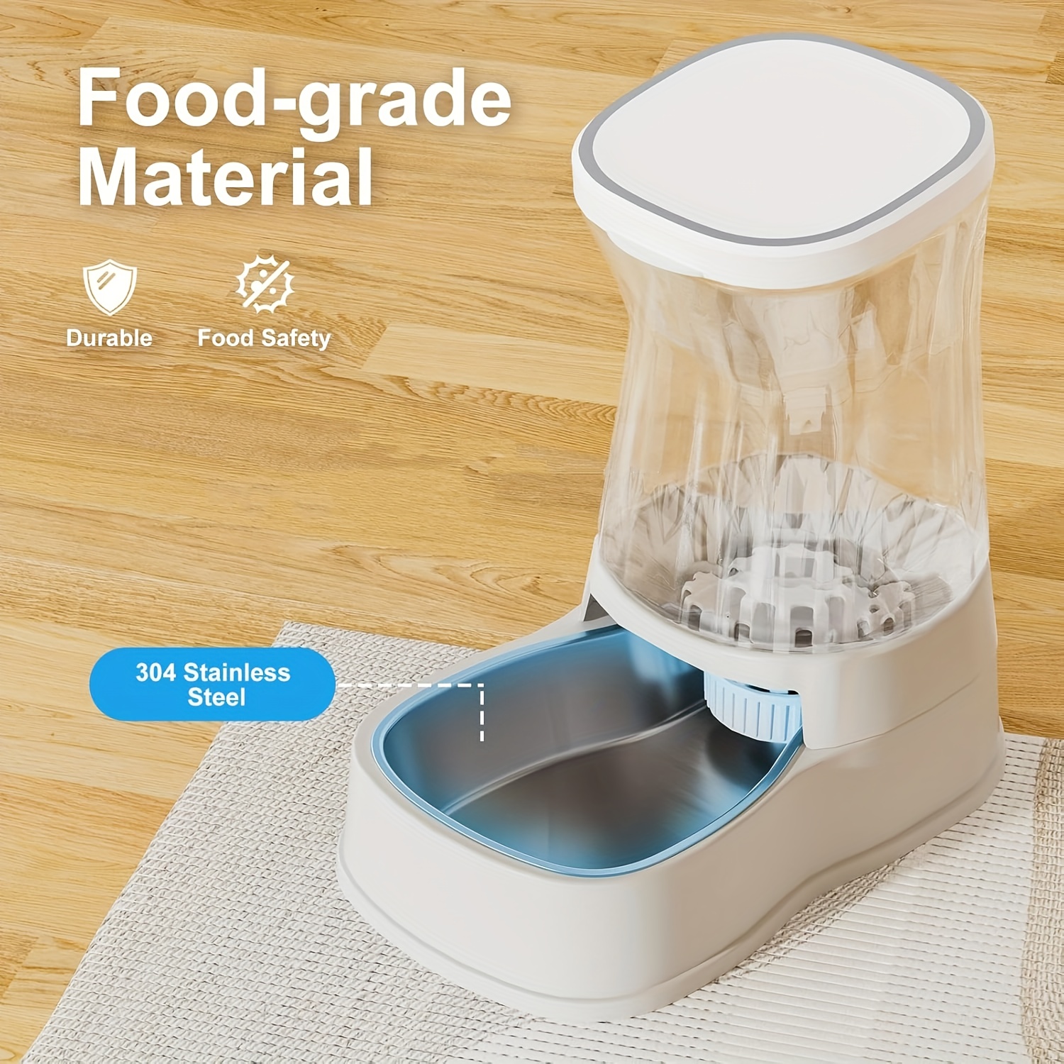 Pet Water Dispenser 3.85L Gravity Automatic Feeding, 304 Stainless Steel Bowl, Removable And Washable, Uncharged, No Battery, For Medium/ Large-Sized Dogs & Cats & Other Pets