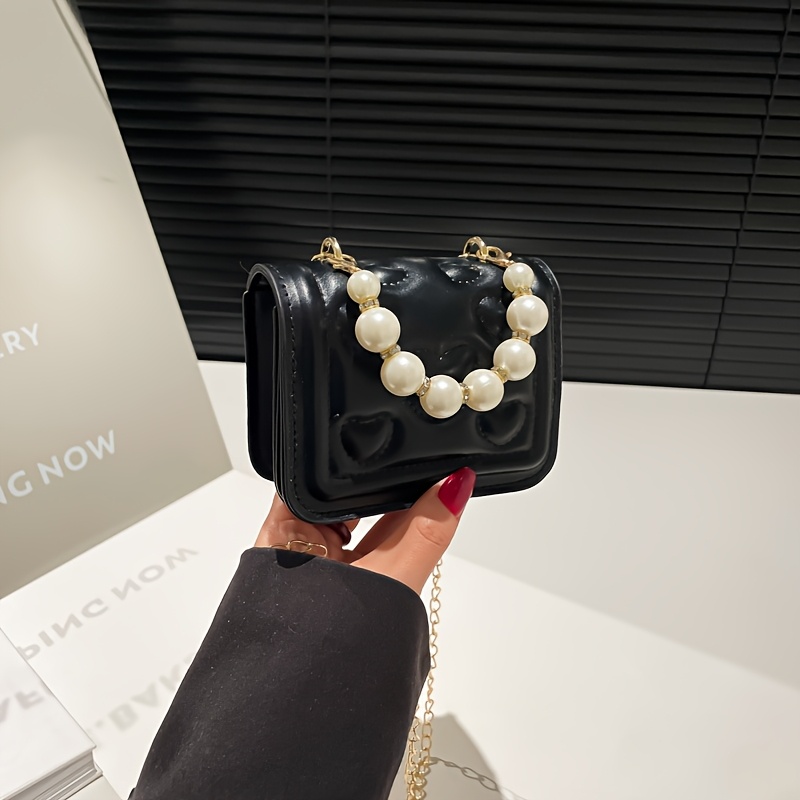 Image of Mini Crossbody Bag, Pu Material, Chain Strap, Magnetic Closure, In Black | Pink | Golden | White | Red, Daily Work | Party | Travel Shoulder Bag
