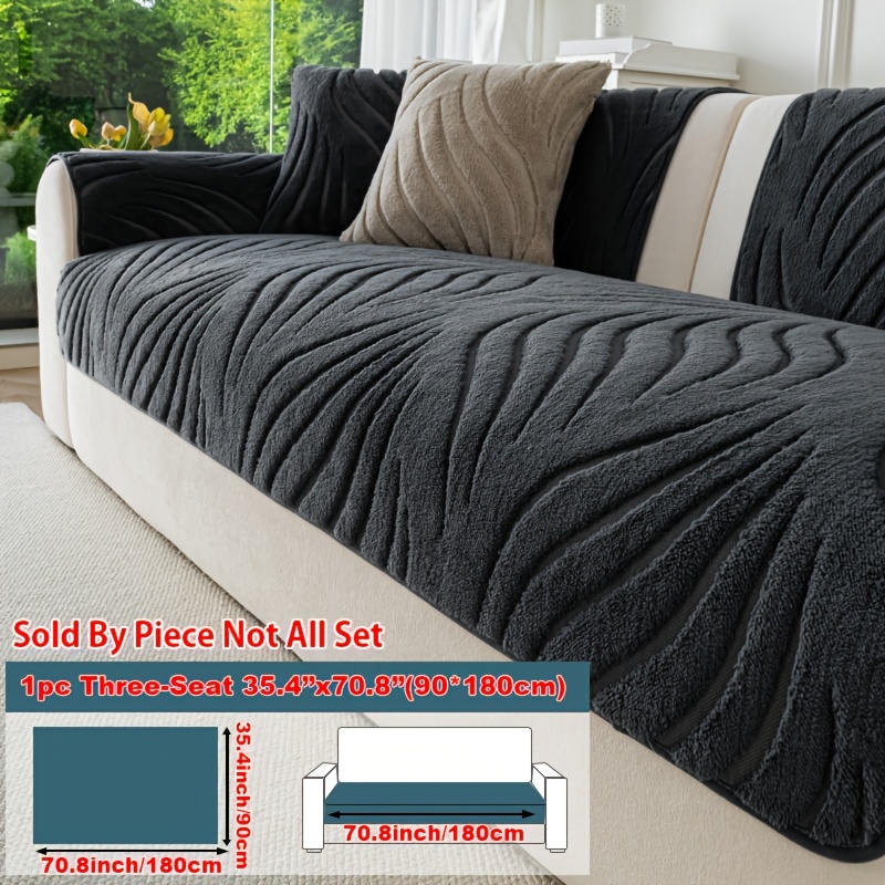 TEMU 1pc Of Plush Sofa Cover, Suitable For , Simple And Modern, Suitable For 1/2/3/4 Seater Sofas, Living Room And Bedroom Decoration Sofa Covers,