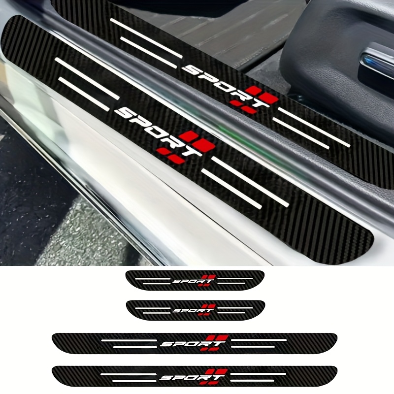 4pcs, 5D carbon fiber threshold strip sticker