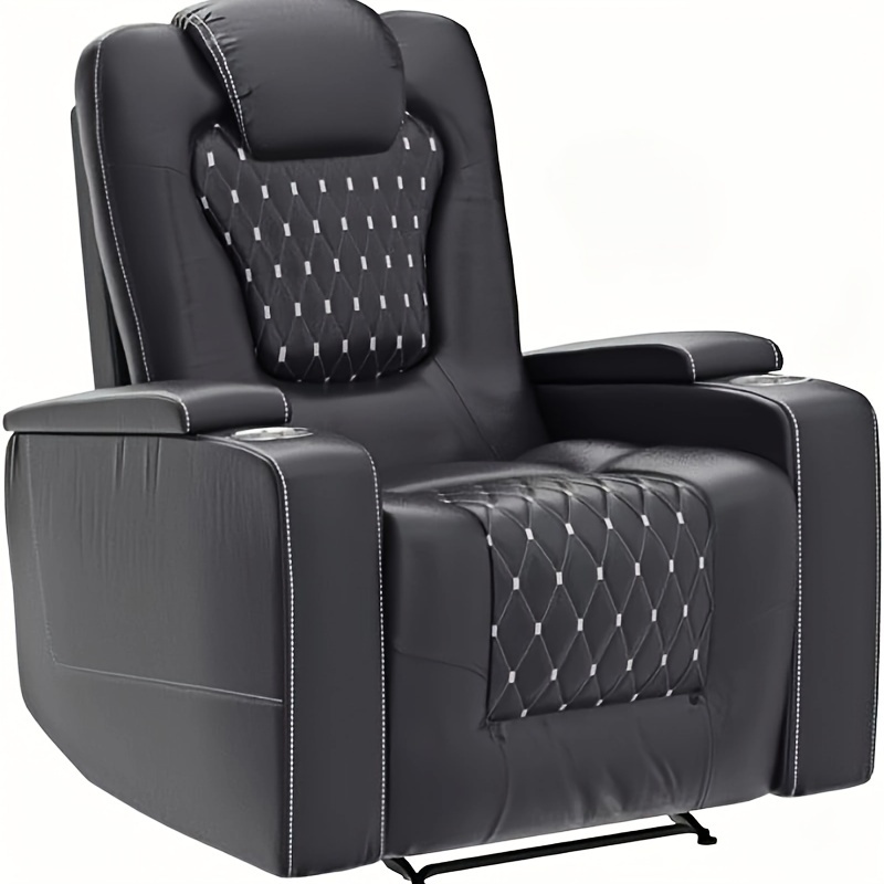 

Chair With Usb And Cup Holders - Electric Home Theater Seating Pu Leather Reclining Furniture With Hidden Arm Storage, Easy To Clean