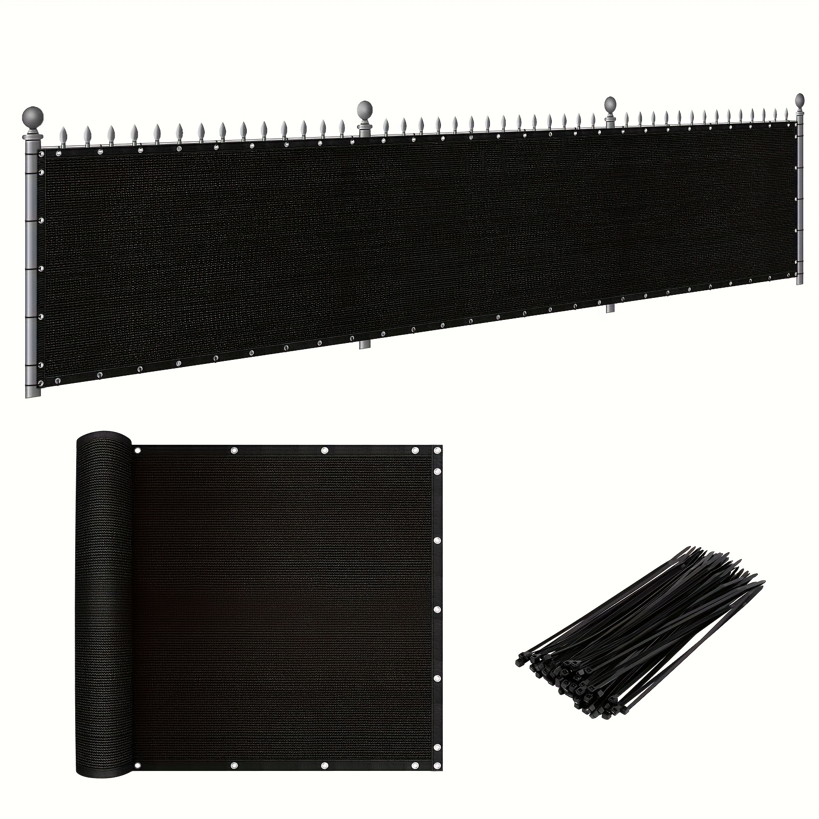 TEMU 6' X 50' Privacy Screen Fence, 150 Gsm 90% Blockage Heavy Duty Windscreen Fence Cover With Zip Ties & Grommets, Uv Protection Shade Mesh For