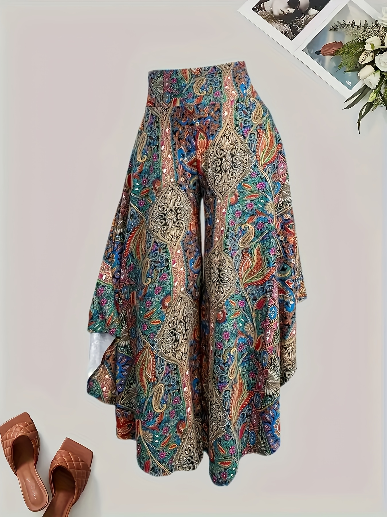 【SATIIIZ】Elas Ethnic Slacks ZYM Dance Style, Ladies latin dance pants style 2378 Black