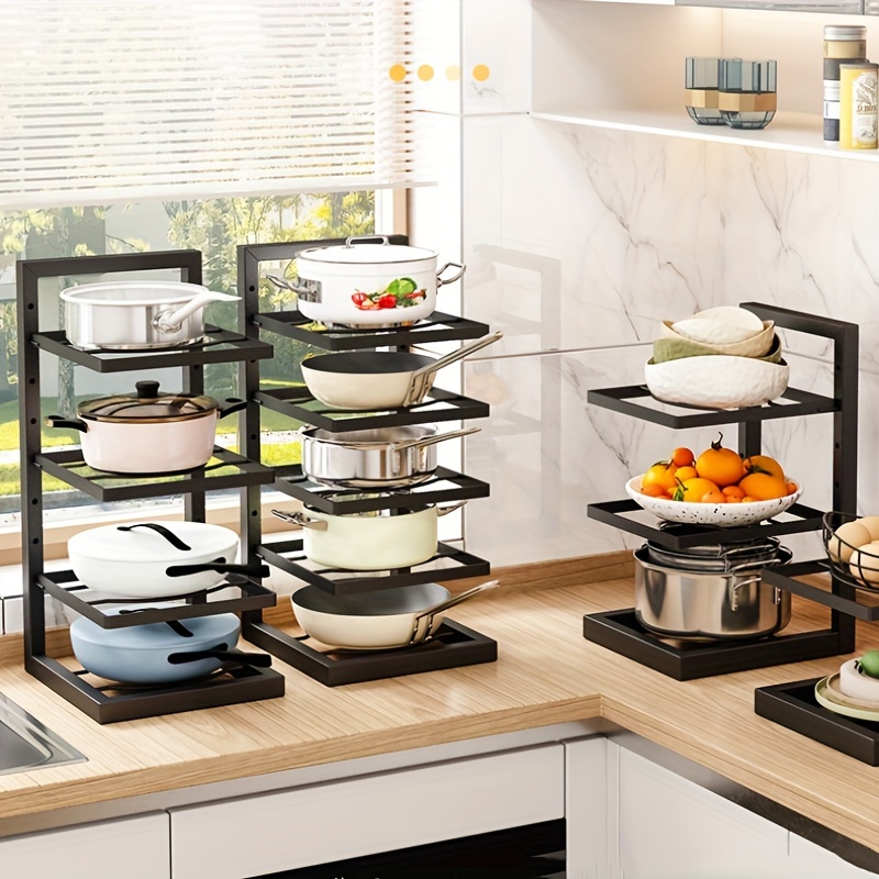 

1pc Pot Rack Pot Storage Kitchen Stainless Steel Rack Layered Shelves Under Sink Multi-layer Household Cabinet