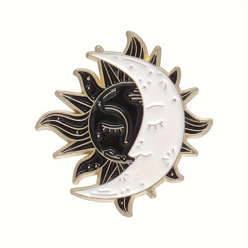 Image of Stylish Black And And Moon Brooch Backpack Badge For Men - Perfect Accessory For Casual And Formal Wear For Friend