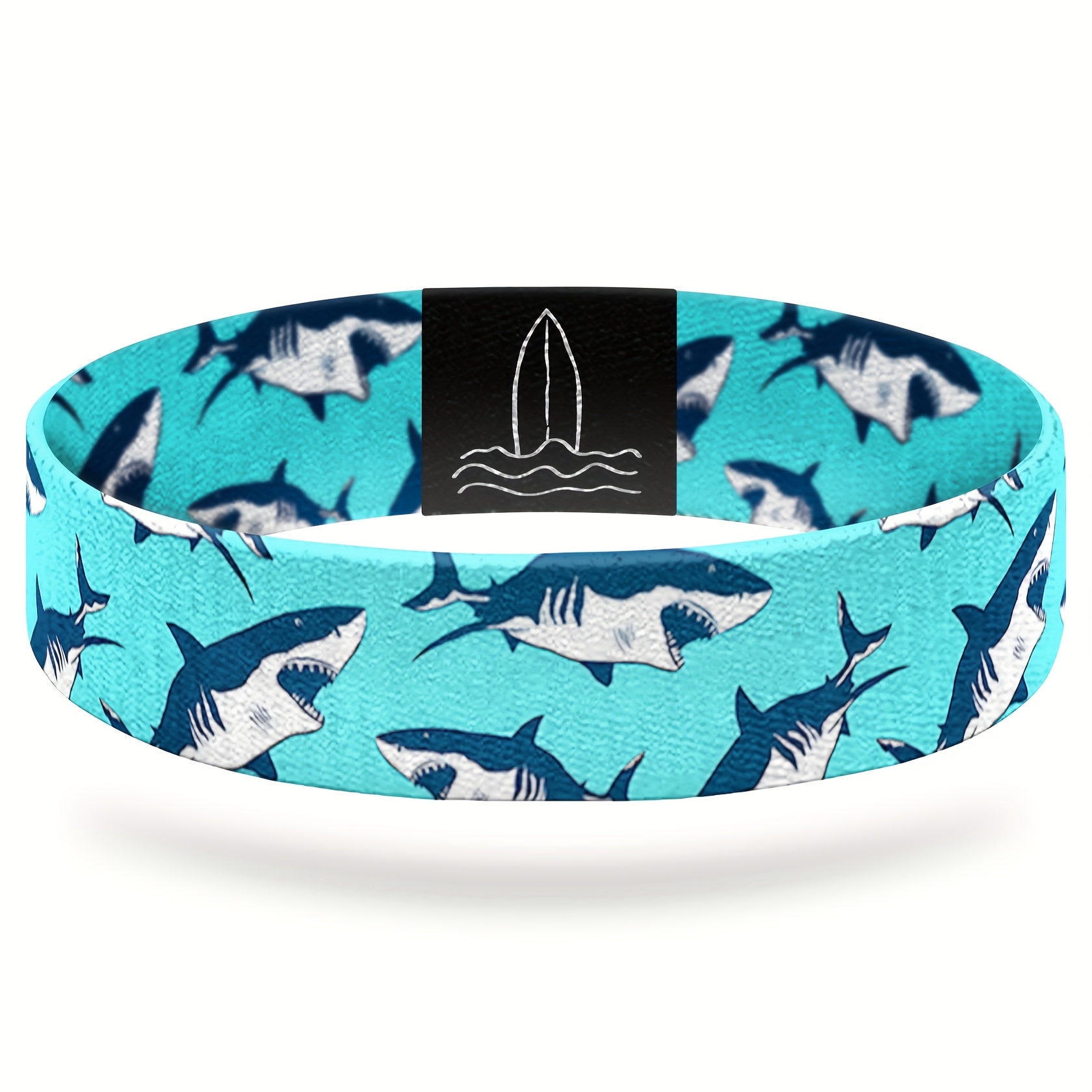 TEMU 1pc Shark Elastic Bracelet Suitable For & - Shark Wristband, Stretchable Bangle For Party, Sport, Daily Wear - Shark-themed Gift For,, Shark