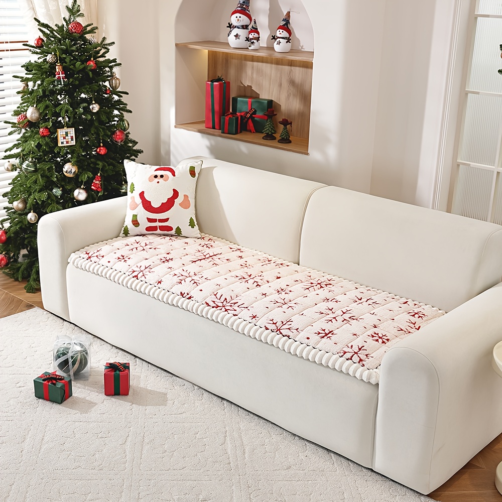 TEMU 1 stuks Kerst Pluche Bankhoes - Extra Verdikte Bankovertrek Beschermer, Machinewasbaar, Anti-Slip Huisdiervriendelijke Decoratieve Bankkussen