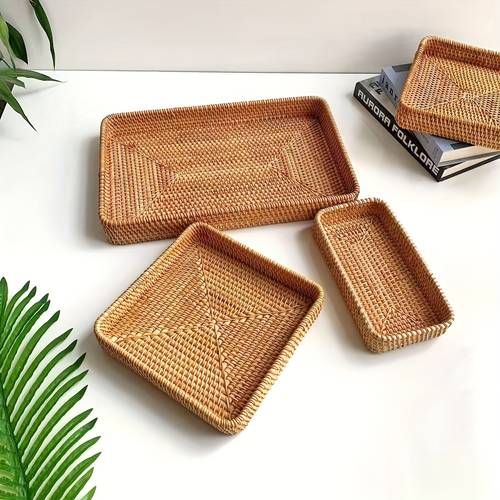 art fabric tray storage organizer for home and kitchen decorative open weave design durable and stylish shelf baskets