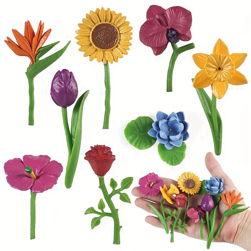 

Flower Plant Models, Simulation Sunflower Rose Figurines, Miniature Educational Toys