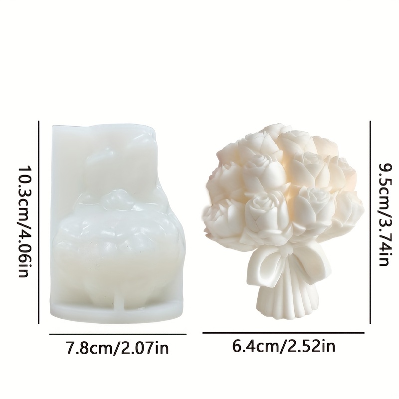 Image of 1- Rose Bouquet Silicone Mold For Candles, Soap Molds & Plaster Ornaments - Realistic Flower Diy Crafting Mold With Rose Petals &, Wedding &, (compatible With Wax, Soap Base, Plaster)