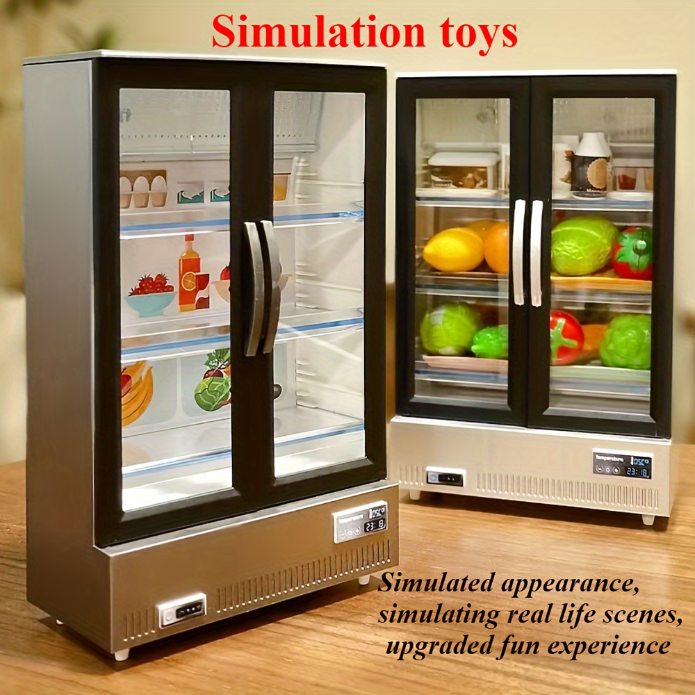 

Mini Supermarket Double Door Refrigerator Freezer Model 1:12 Doll House House, Family Scene, Small Ornaments, Miniature Food And Play