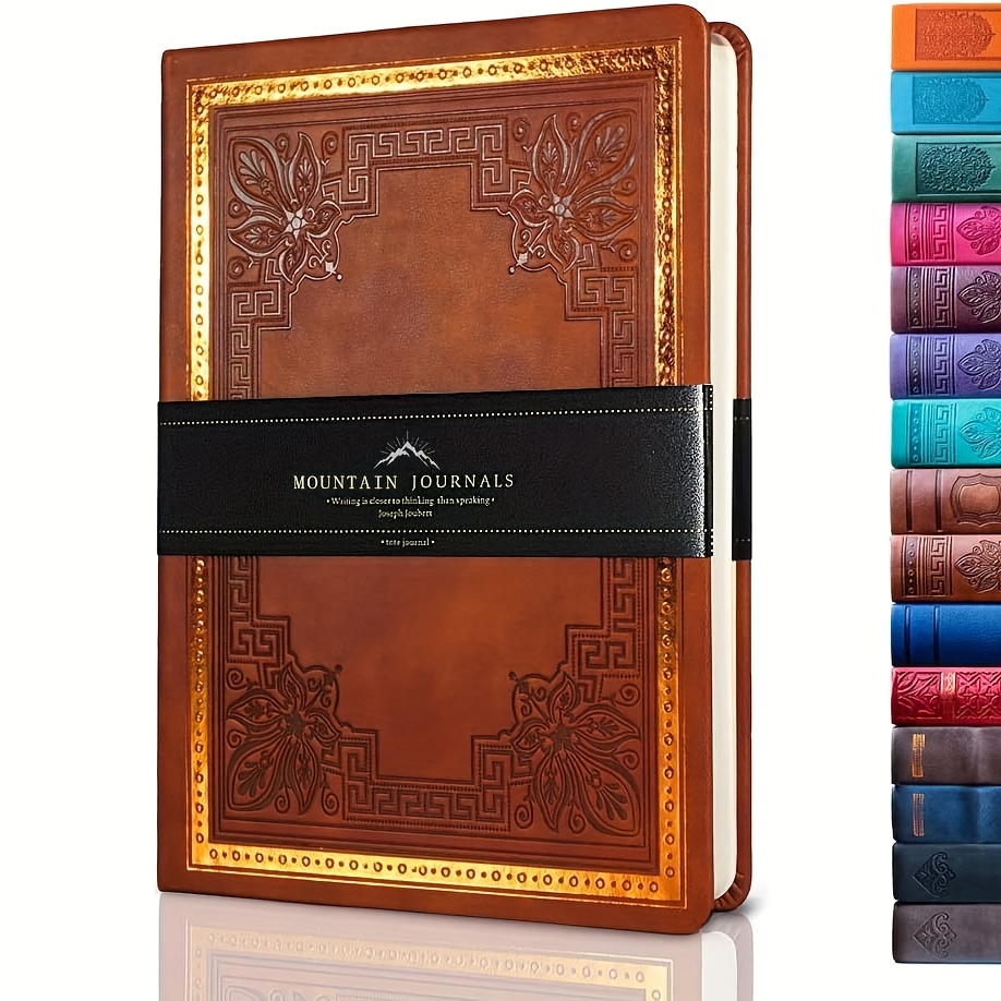 TEMU Diario con rayas de 256 páginas cuaderno universitario con rejilla horizontal, papel dorado de 100 g/m², cubierta de piel sintética estilo