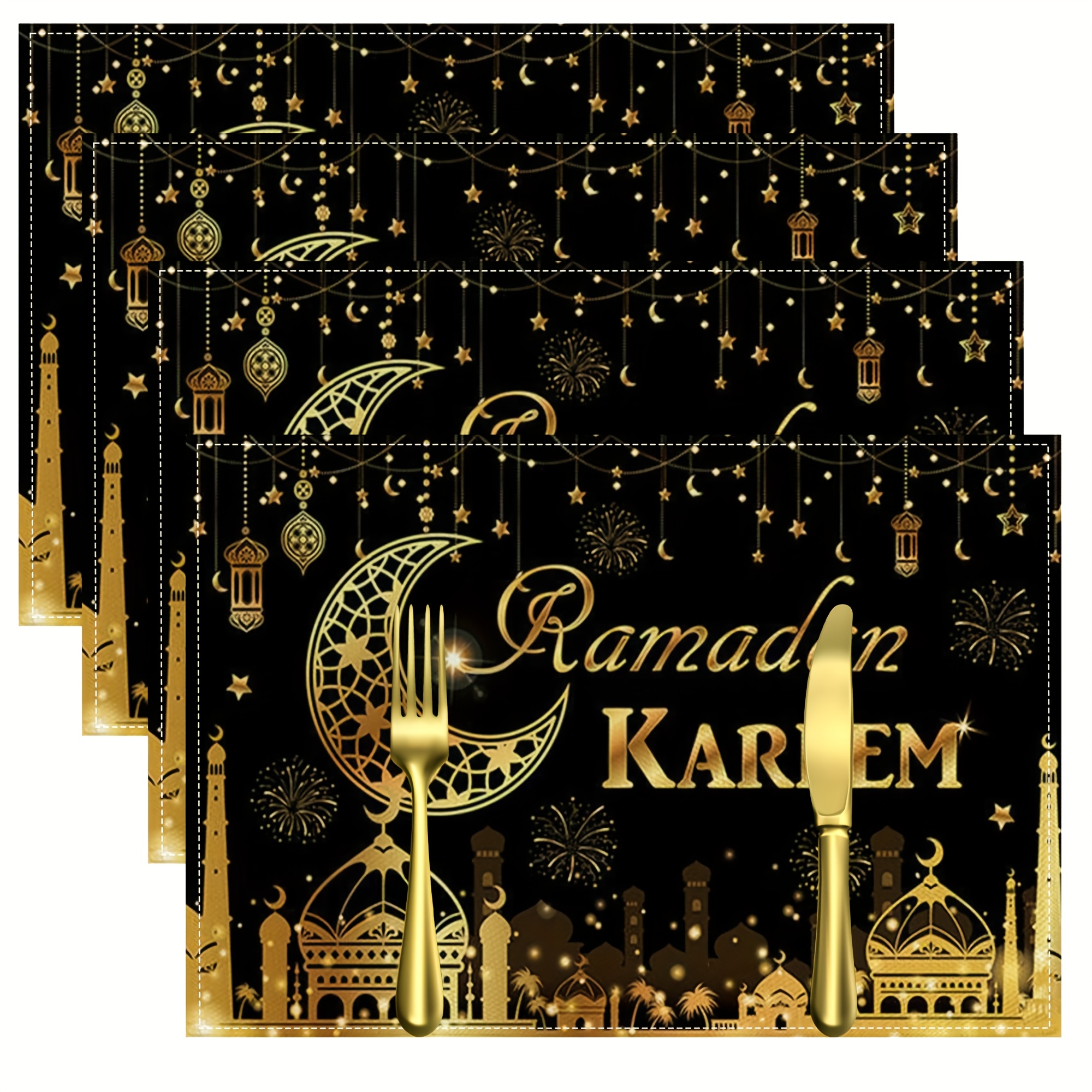 TEMU 4pcs Set, Ramadan Table Mats, Dining Table Decoration Placemats And Coasters, Restaurant, Home Decoration Placemats, Perfect Gift Placemats,